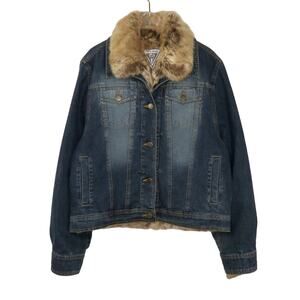 Marvin Richards 1990s Vintage Rabbit Fur Jean Jacket Denim Jacket Large